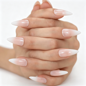 Medium-Long, Pointed, Natural-Style Press-On Nails